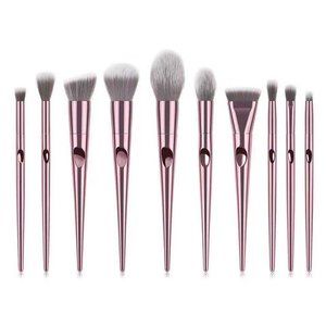 10-Piece: Metallic Premium Cosmetic Makeup Brushes Set
